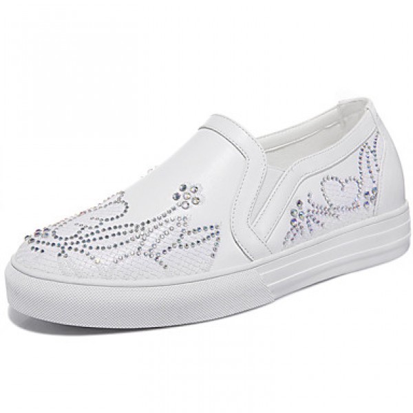 Women's Shoes Synthetic Spring / Fall / Winter Moccasin Totes Athletic / Casual Flat Heel Glitter Silver / White