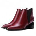 Women's Shoes PU Fall / Winter Heels / Bootie / Pointed Toe Boots Outdoor / Casual Chunky Heel Slip-on